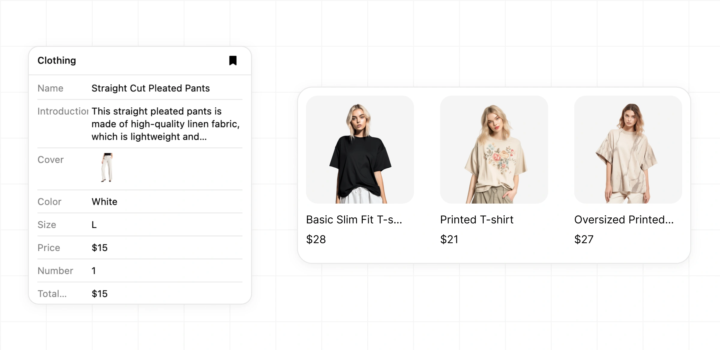 Clothing content example screenshot